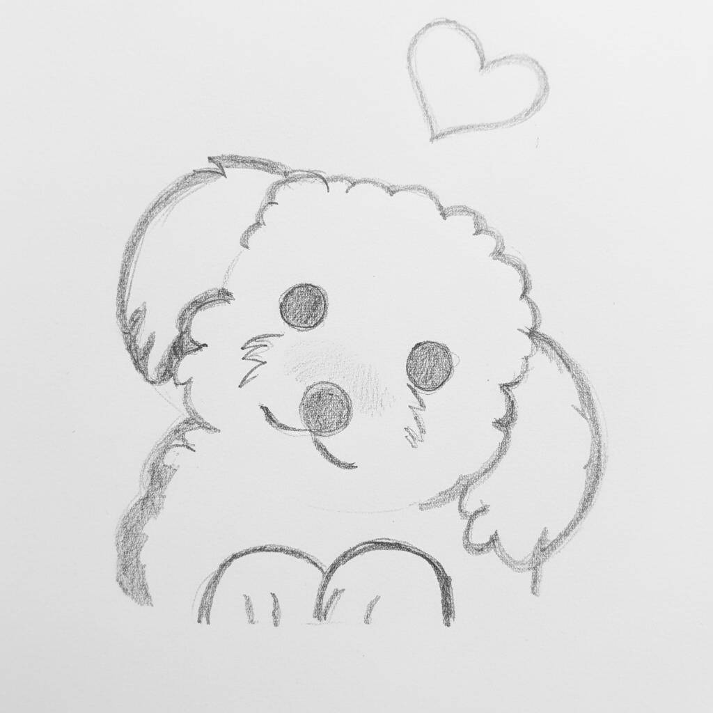 Desenho de um coelhinho fofo com um coração acima dele
