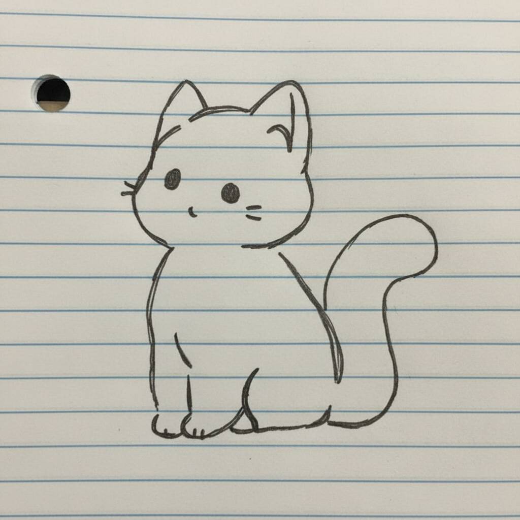 Desenho de um gatinho fofo sentado