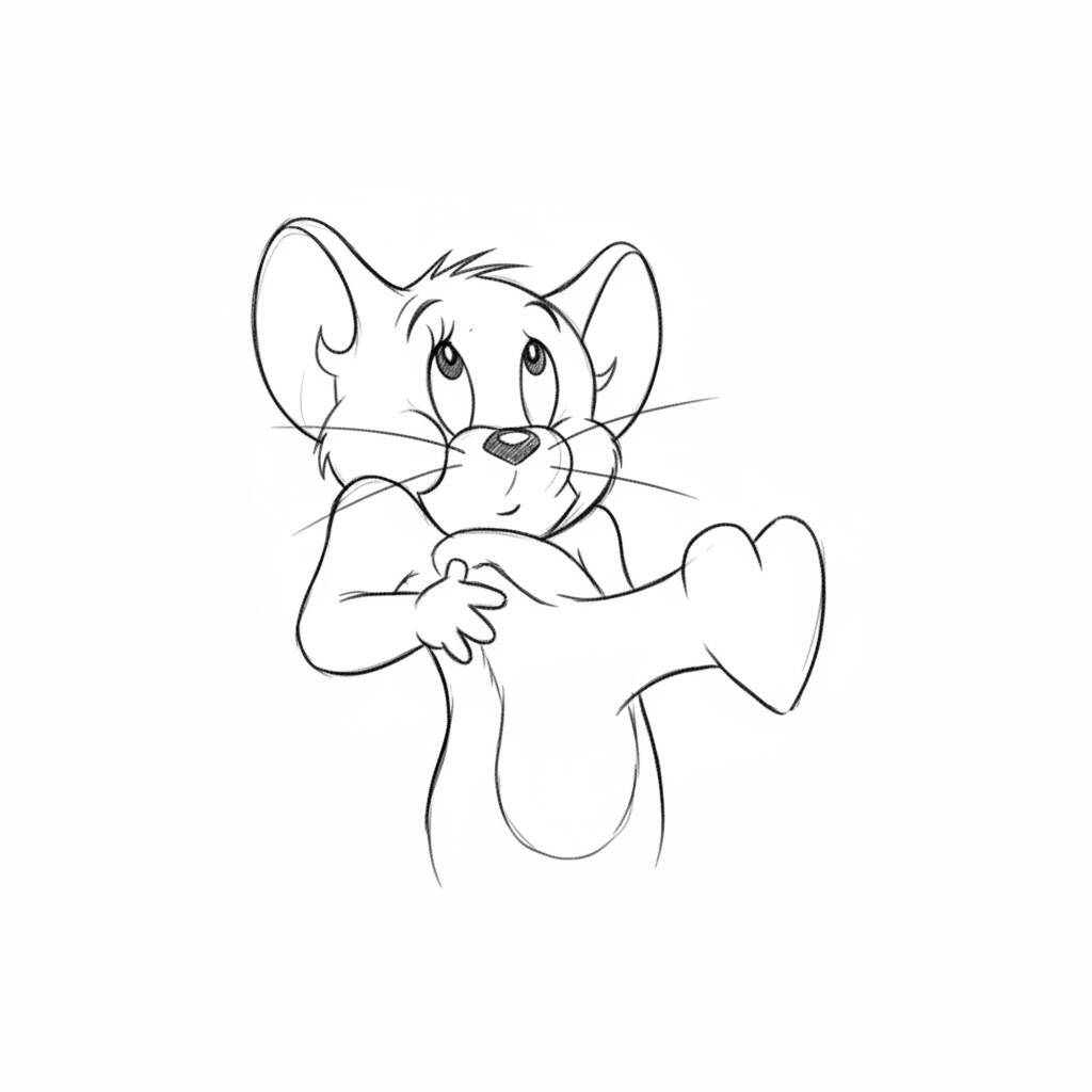 Desenho de um rato fofo segurando um coração