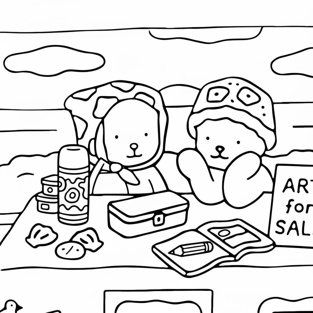 Desenho de Bobbie Goods em um piquenique com amigos para colorir