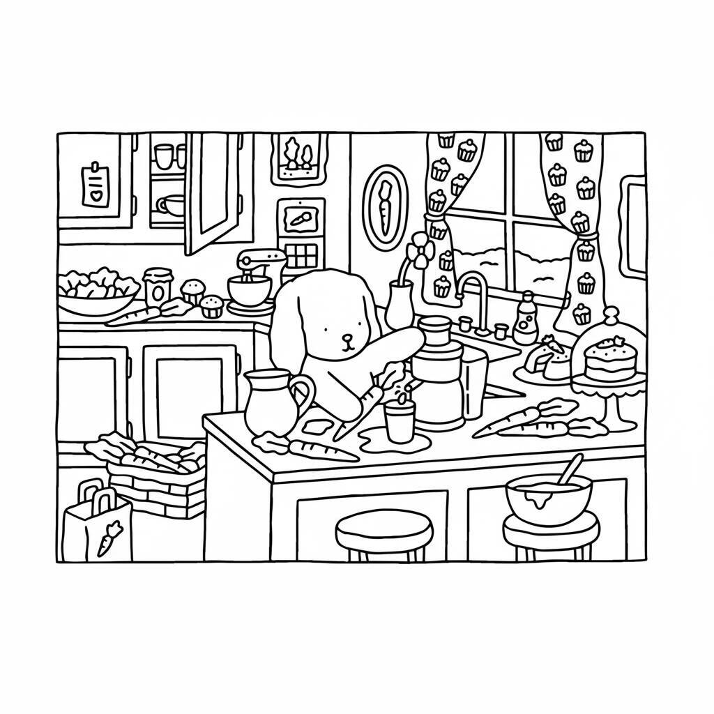 Desenho de Bobbie Goods na cozinha preparando sobremesas