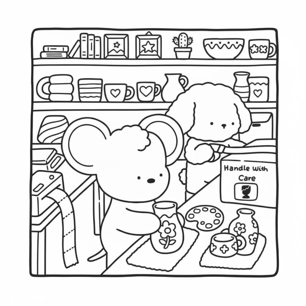 Desenho de amigos aconchegantes fazendo artesanato na cozinha