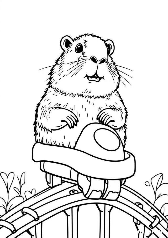 Imagem de uma capivara em uma montanha-russa para colorir