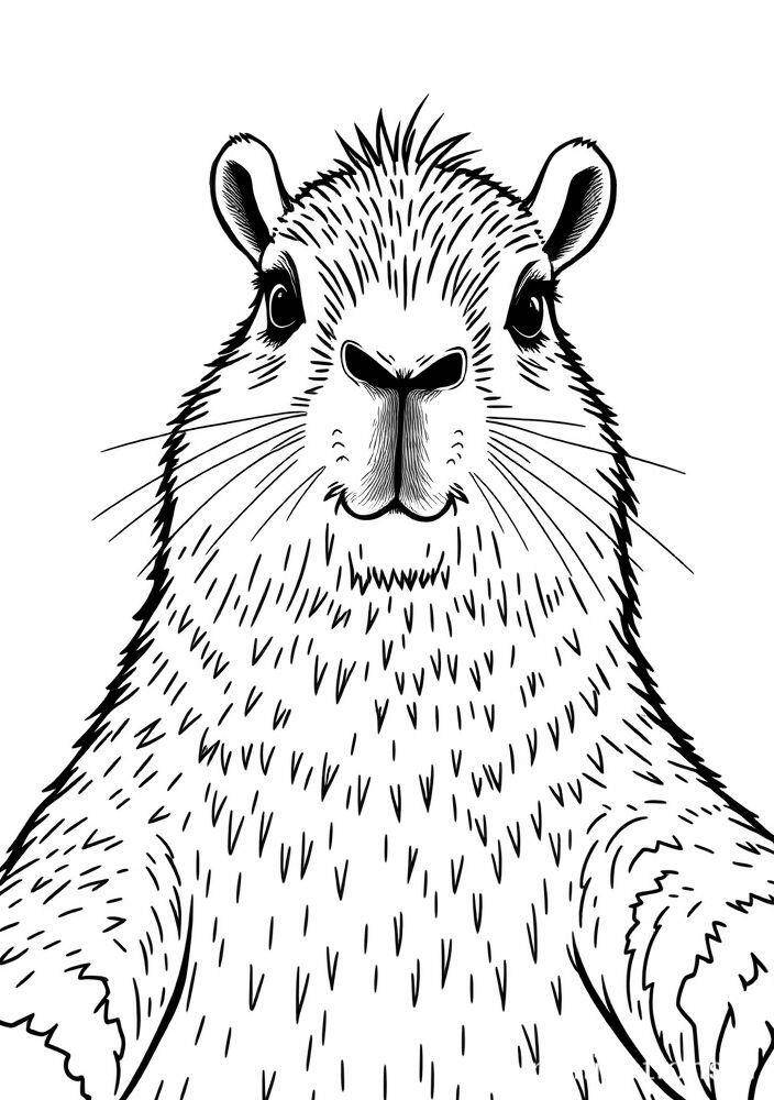 Imagem de uma capivara realista para colorir