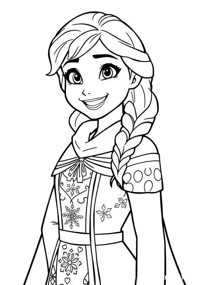 Imagem para colorir de Anna de Frozen sorrindo