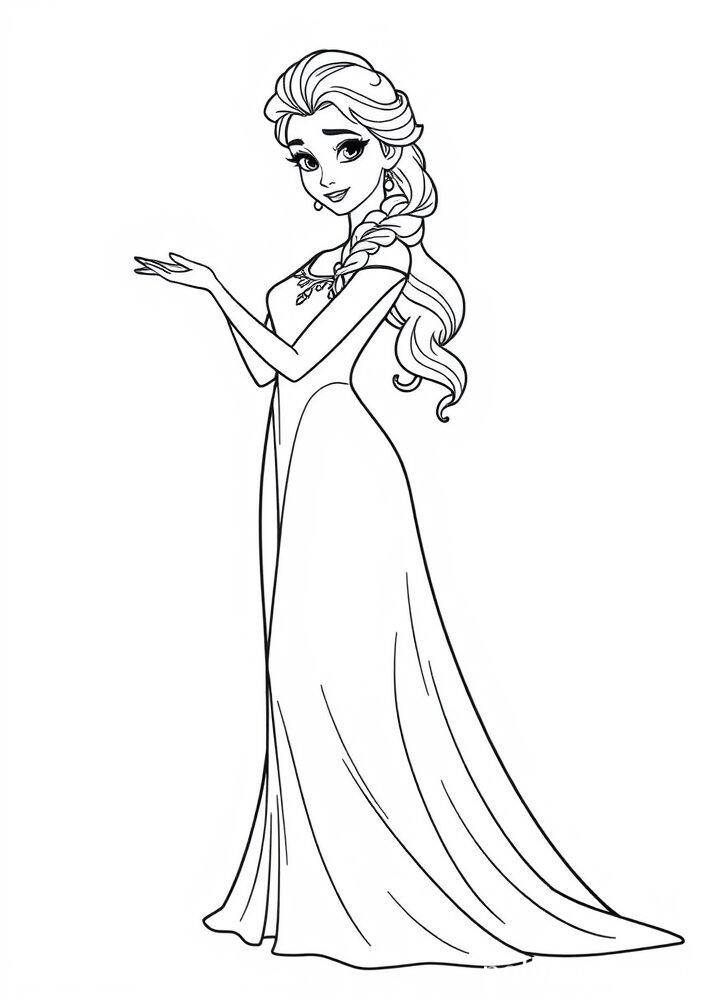 Desenho para colorir de Elsa da Frozen em pose elegante