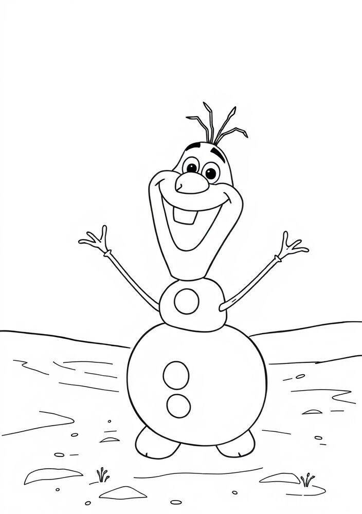 Imagem para colorir de Olaf, o boneco de neve de Frozen, sorrindo.