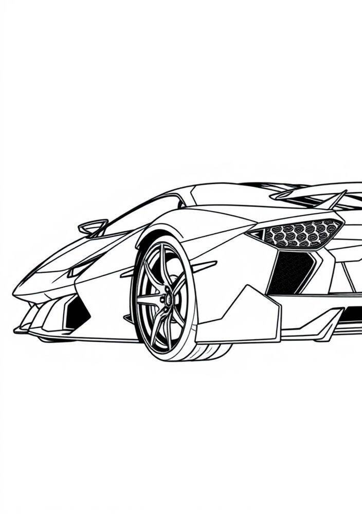 Desenho em linha de uma Lamborghini Aventador para colorir