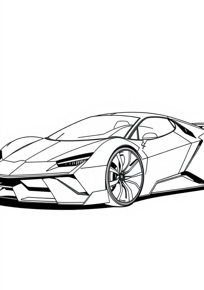 Desenho em preto e branco de uma Lamborghini Centenario para colorir