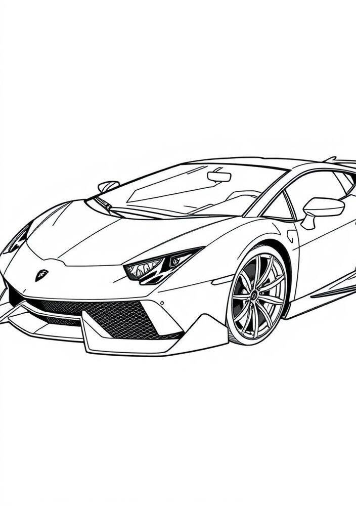 Desenho em linha de uma Lamborghini Huracán para colorir