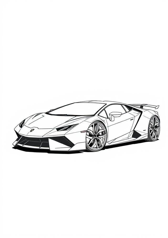 Desenho em linha de uma Lamborghini Huracán para atividades de colorir