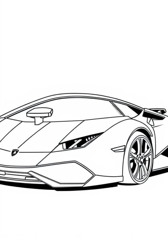 Desenho em linha de uma Lamborghini Huracán para atividades de coloração