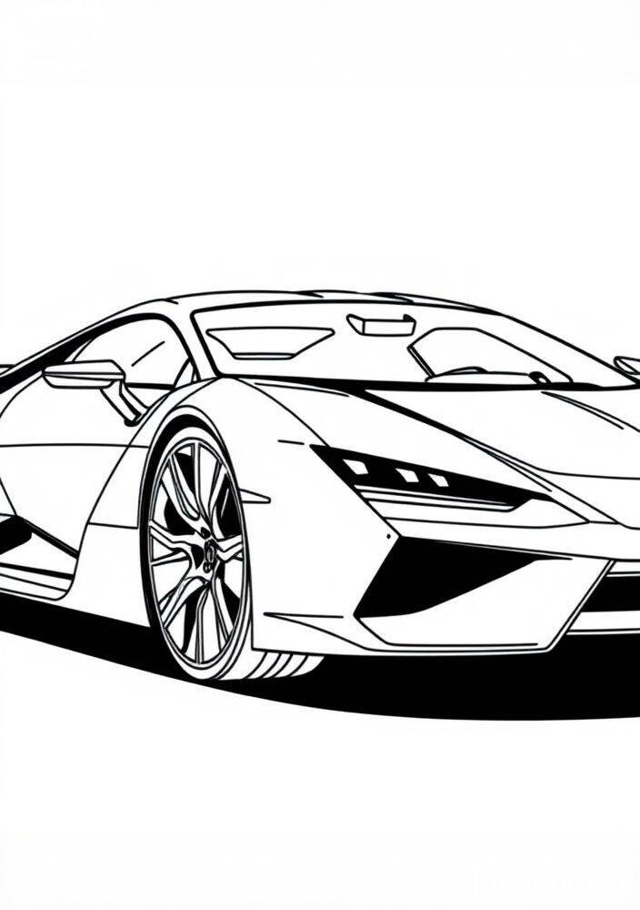 Desenho em preto e branco de um Lamborghini Sián para colorir