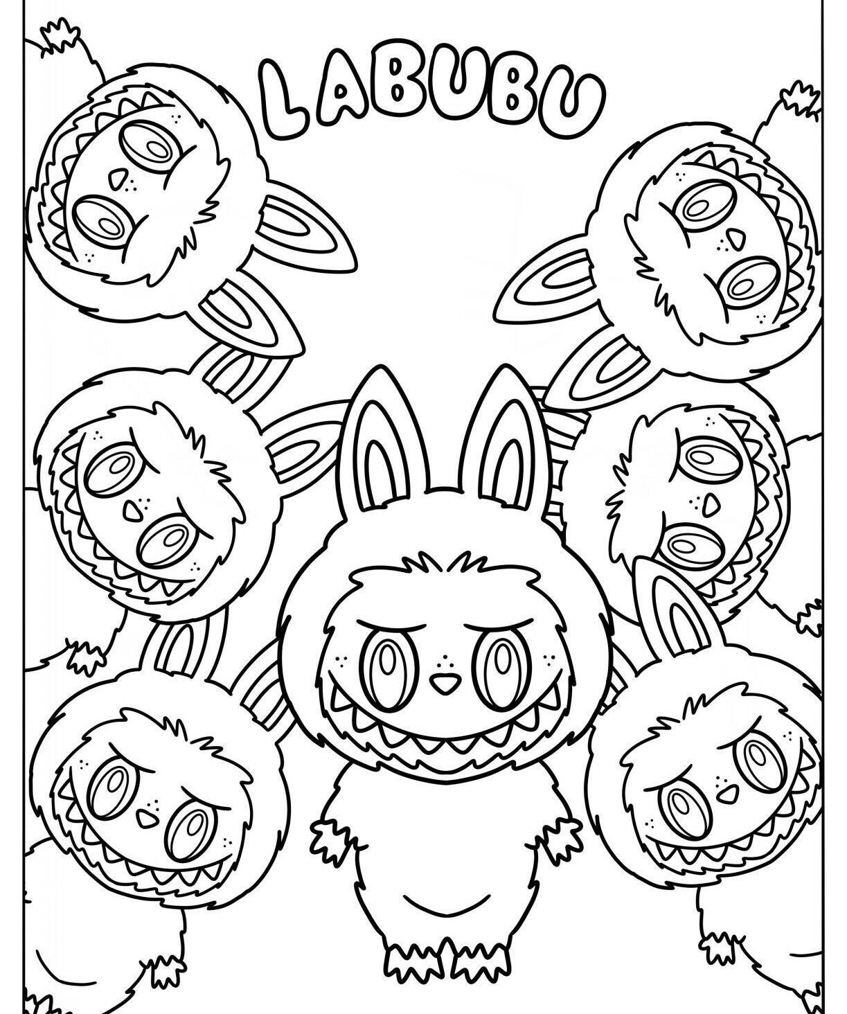 Desenho do Labubu em forma de coelho para colorir