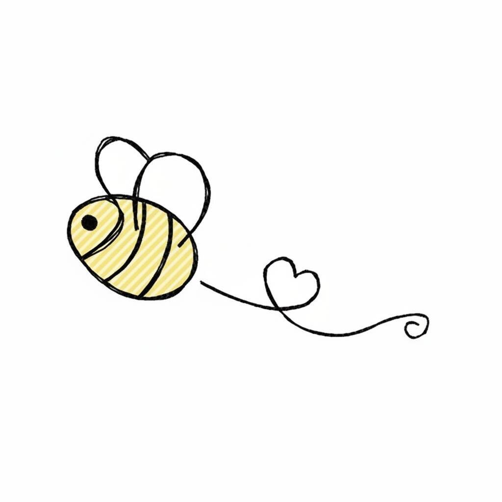 Desenho de uma abelha com um coração