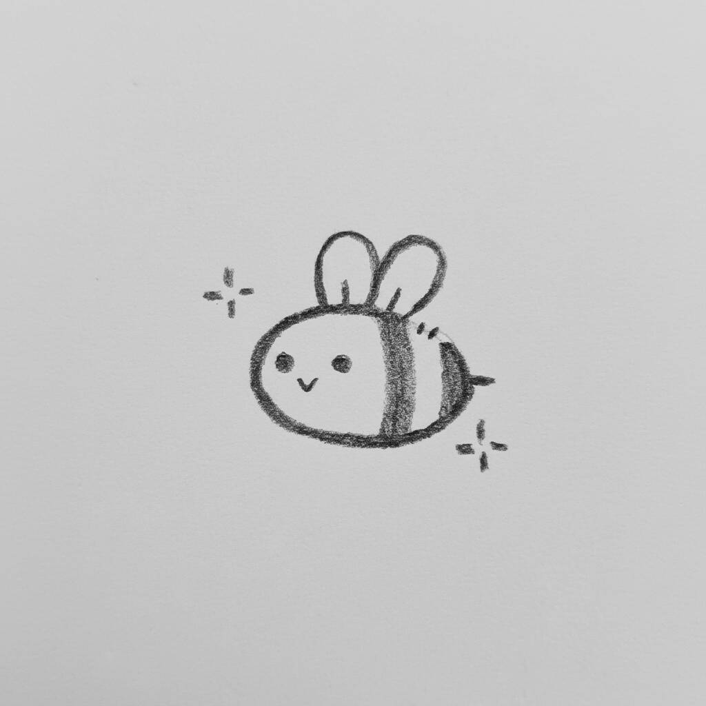 Desenho de uma abelha fofa com detalhes encantadores