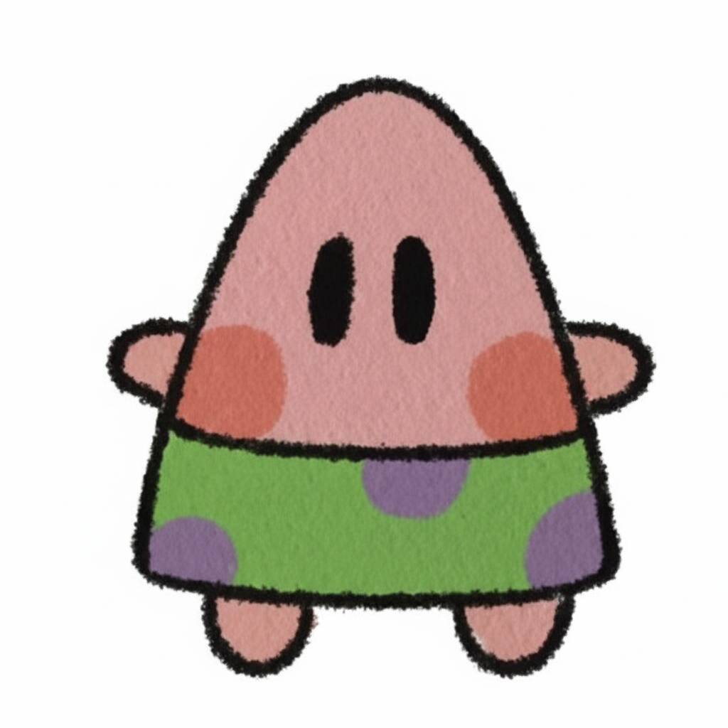 Desenho de um personagem divertido com uma saia colorida