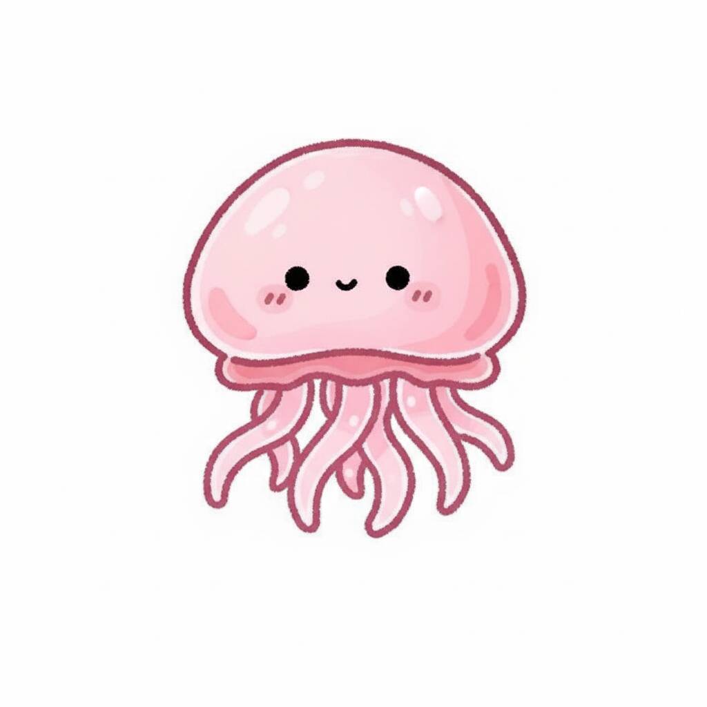 Desenho de uma água-viva fofa e sorridente