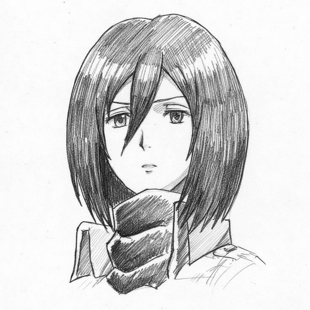 Desenho da Mikasa do anime Attack on Titan para colorir