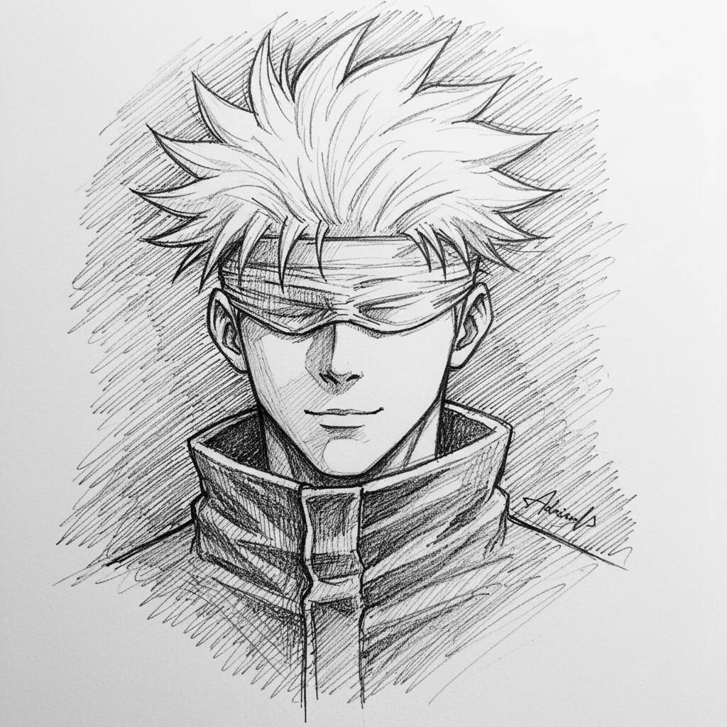 Desenho do personagem Kakashi de anime para colorir e desenhar.