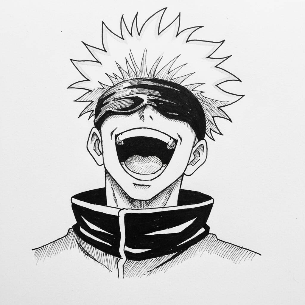 Desenho de Kakashi com máscara e cabelo espetado para colorir.