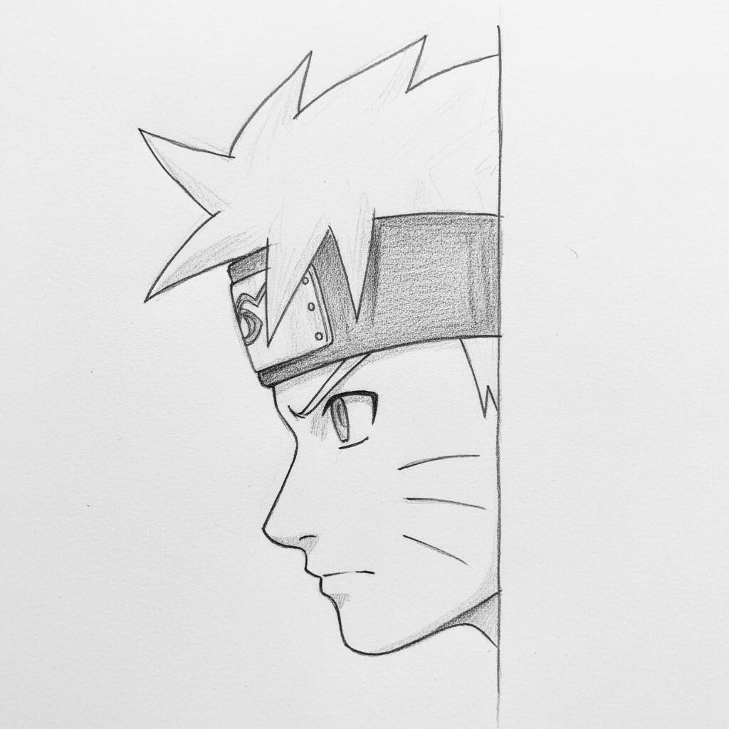 Desenho de Naruto em perfil para colorir