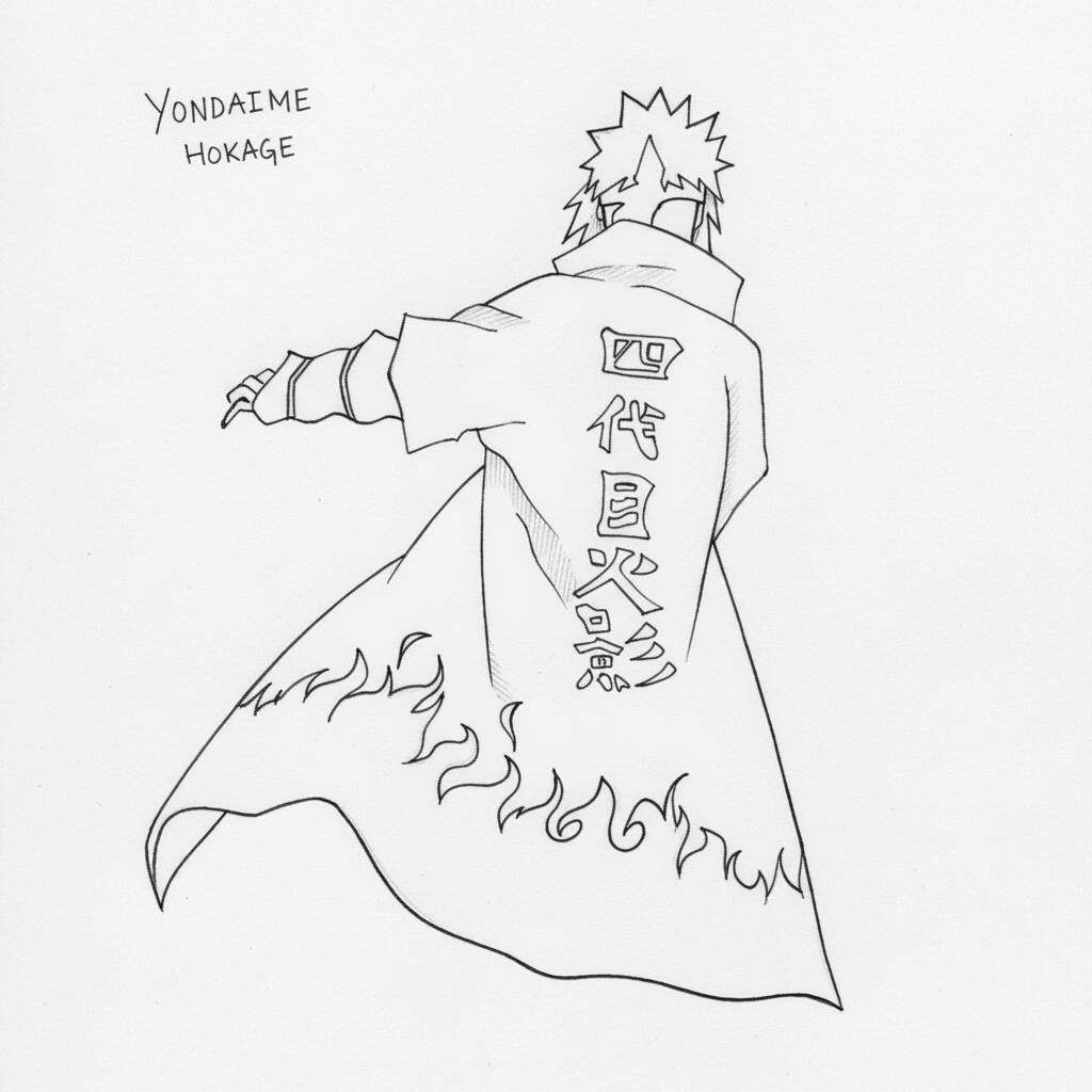 Desenho em linha do Yondaime Hokage de Naruto para colorir