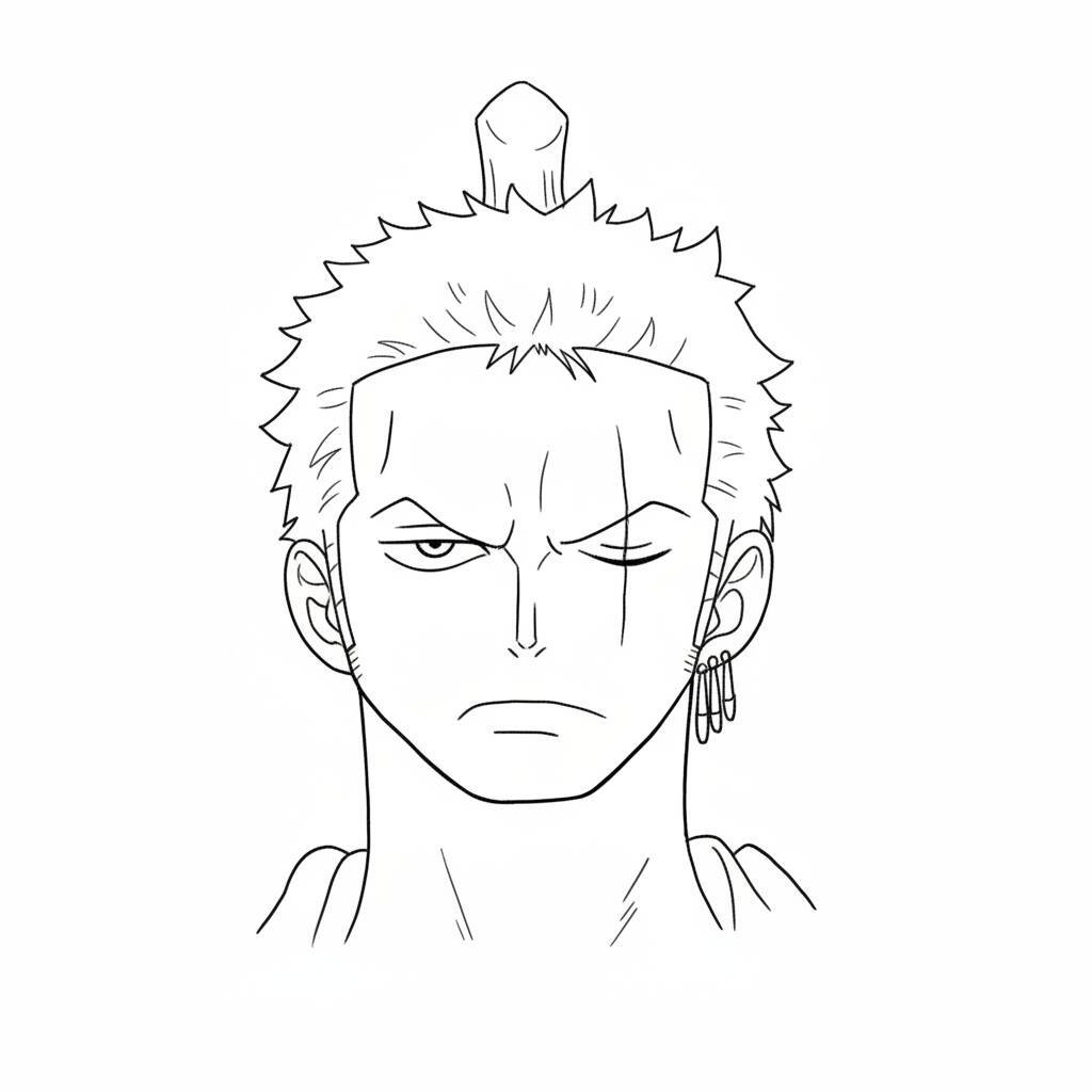 Desenho em linha do personagem Zoro de anime para colorir