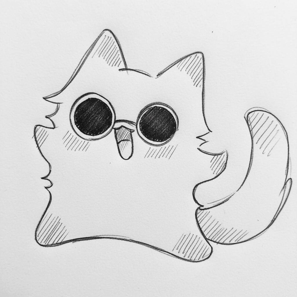 Desenho de um gato fofo usando óculos escuros