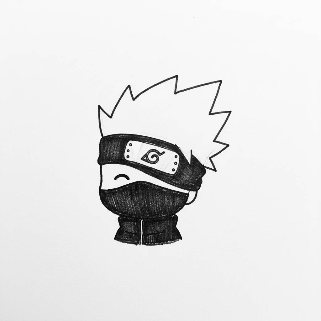 Desenho fofo do Naruto em estilo kawaii para colorir.