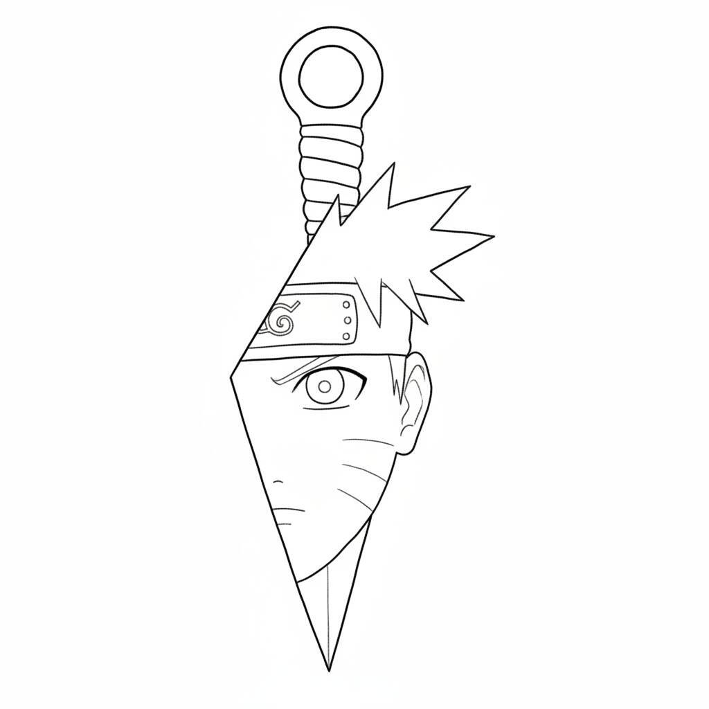Desenho em preto e branco do Naruto para colorir