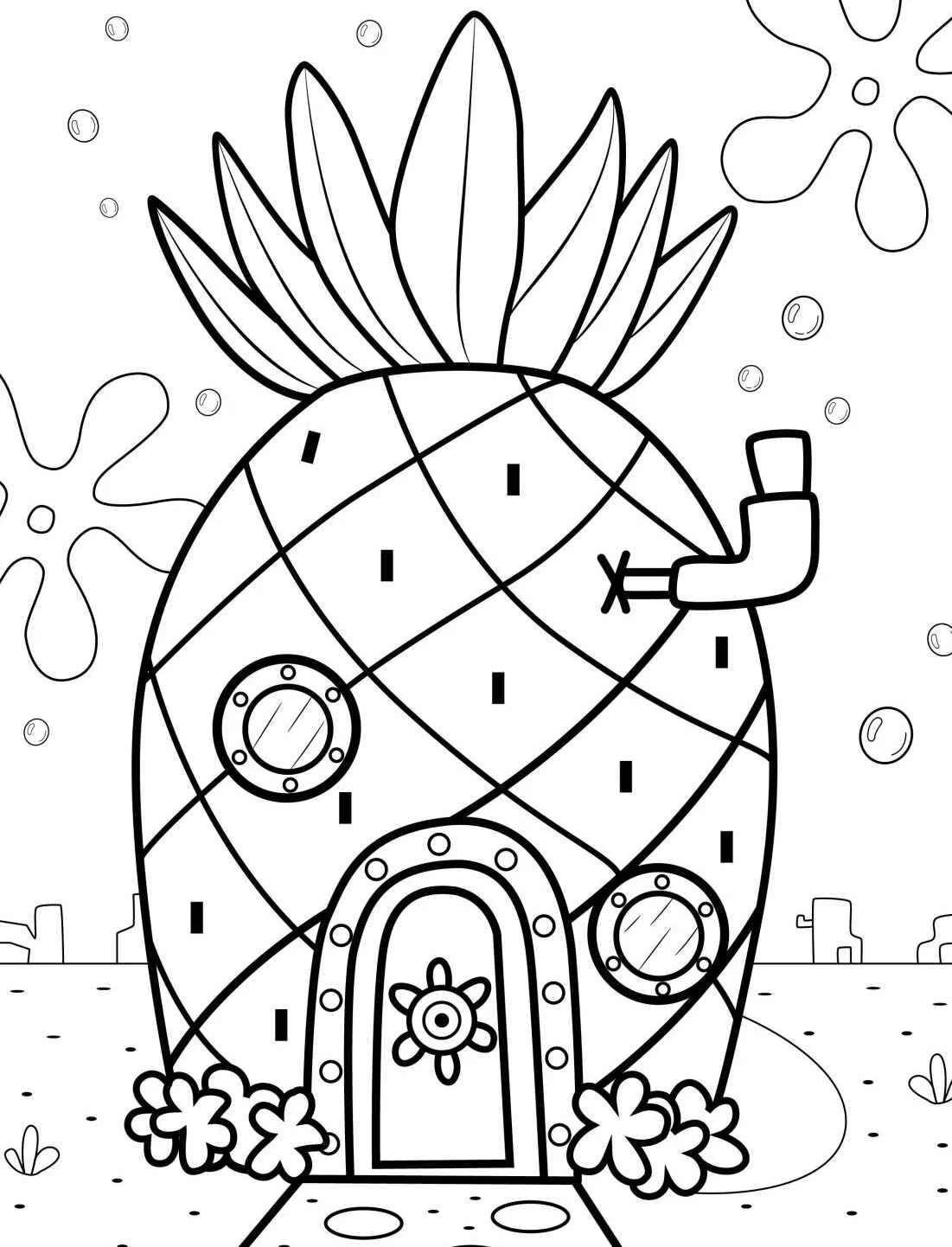 Imagem para colorir da casa abacaxi do Bob Esponja