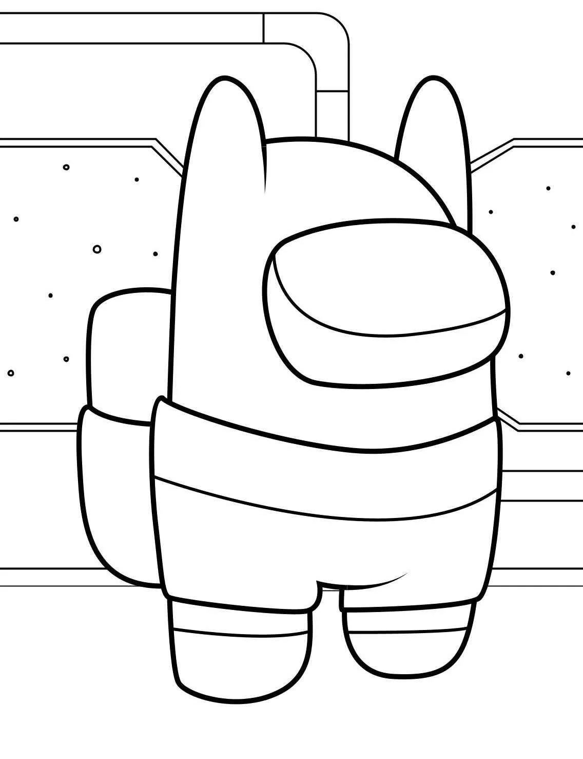 Desenho para colorir de um tripulante de Among Us com mochila