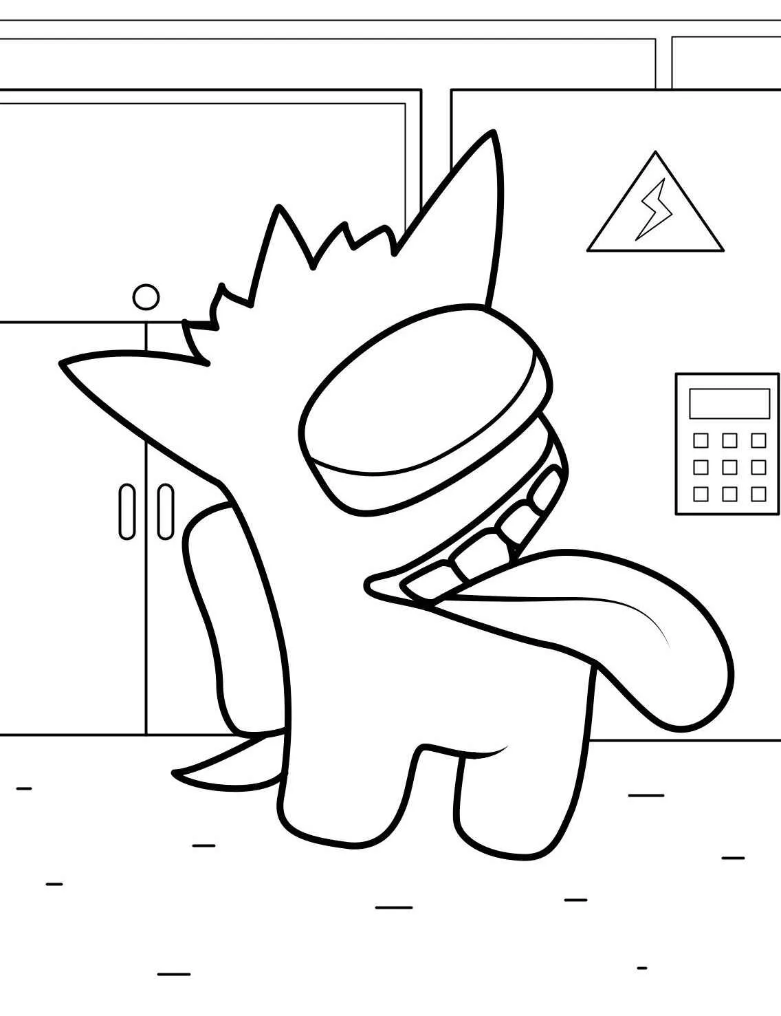 Desenho para colorir de um tripulante engraçado de Among Us