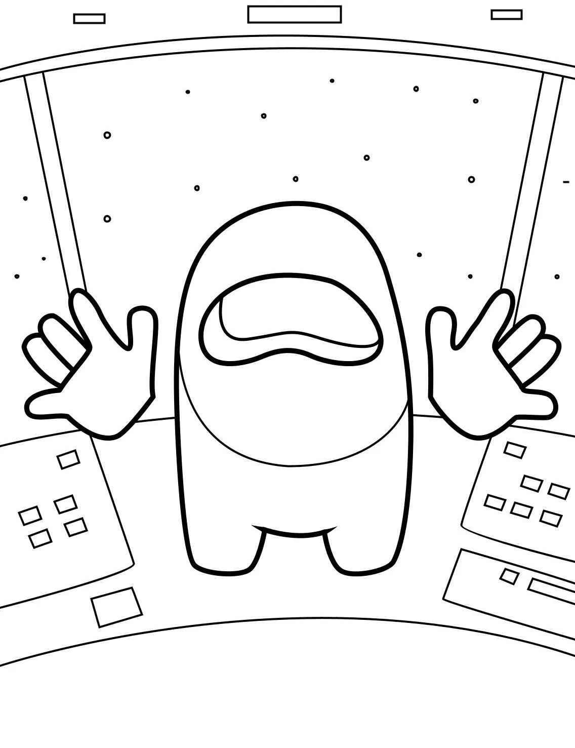 Desenho para colorir de um tripulante de Among Us no espaço