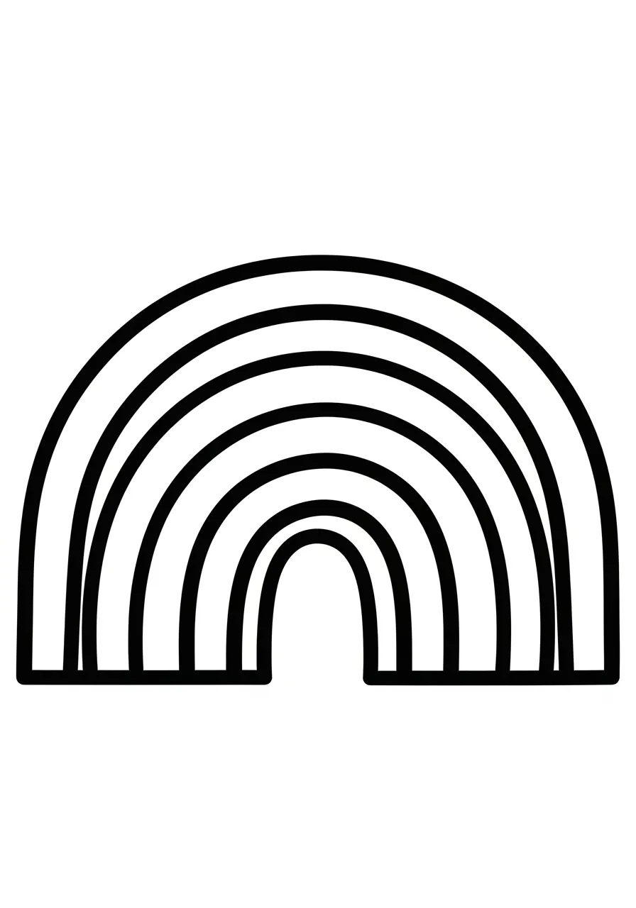 Desenho de um arco-íris com linhas simples para colorir