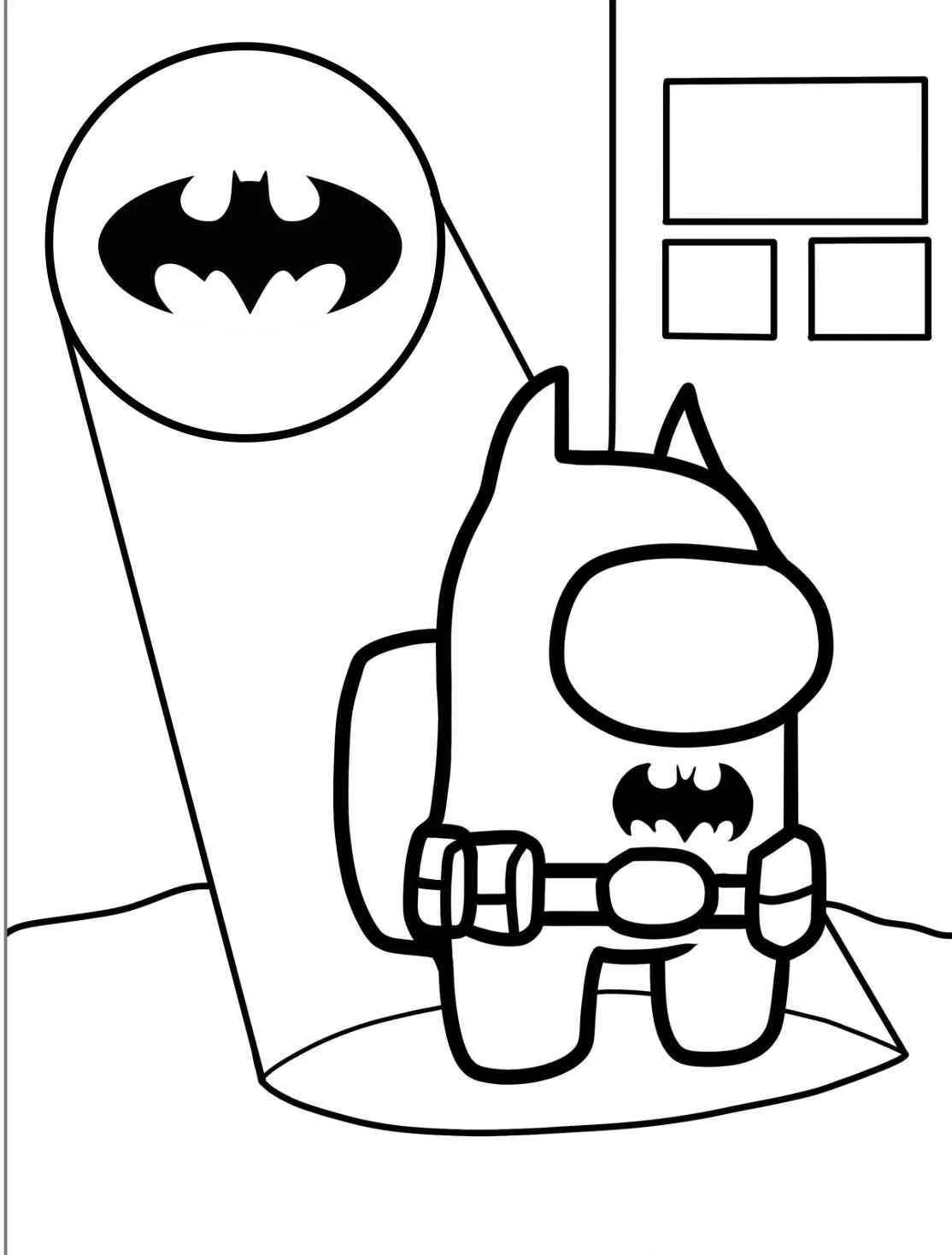 Desenho para colorir do Batman com o Bat-Sinal