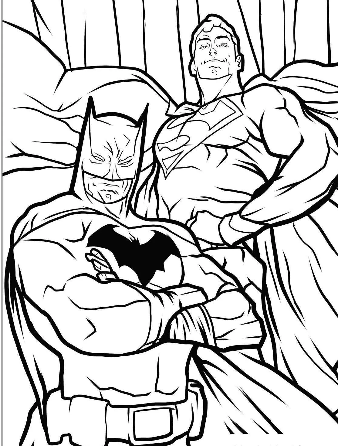 Desenho para colorir do Batman e Superman juntos