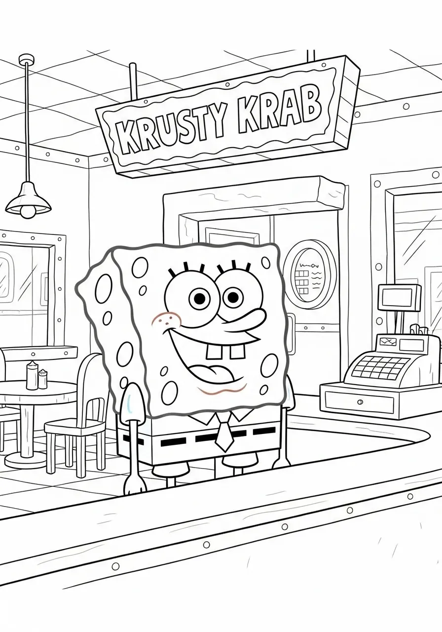 Imagem de Bob Esponja no Siri Cascudo para colorir
