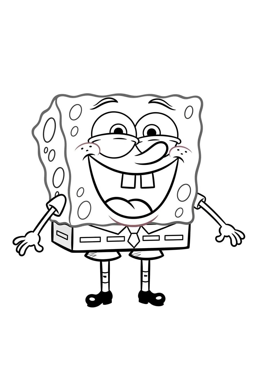 Imagem de Bob Esponja sorrindo para colorir