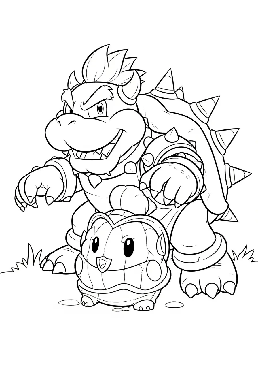 Imagem de Bowser com Mecha Koopa para colorir