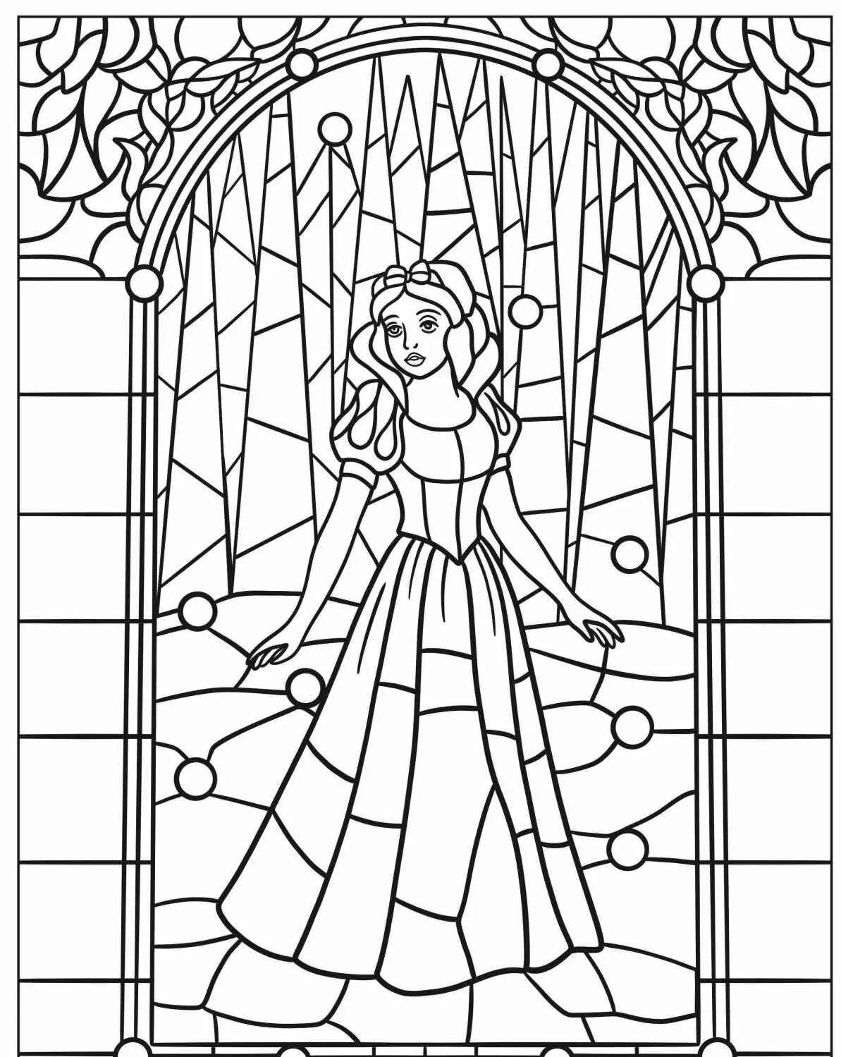 Desenho de Branca de Neve em estilo vitral para colorir