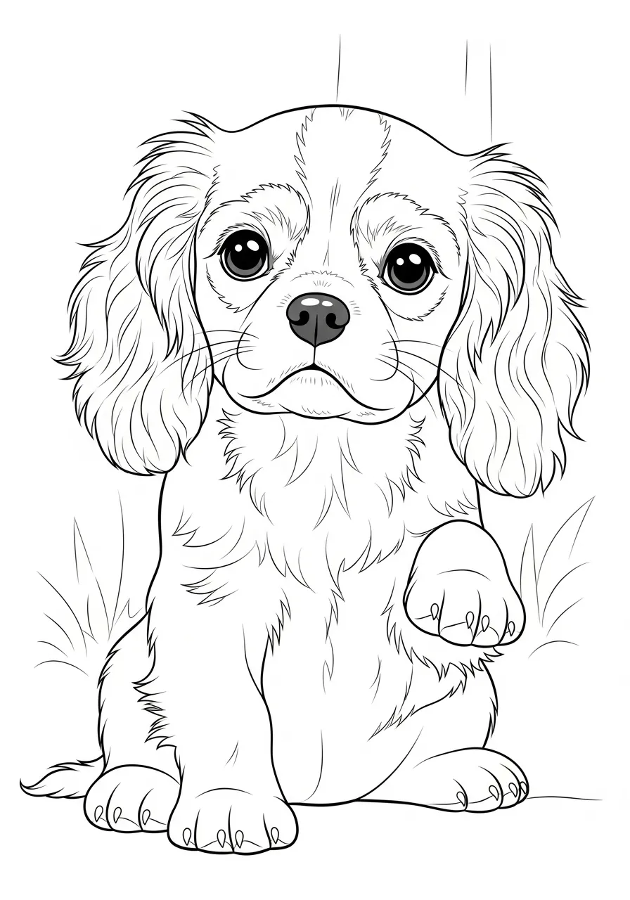 Imagem de um filhote de cachorro com pata levantada para colorir