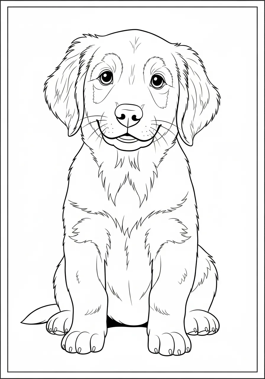 Imagem de um cachorro labrador sentado para colorir