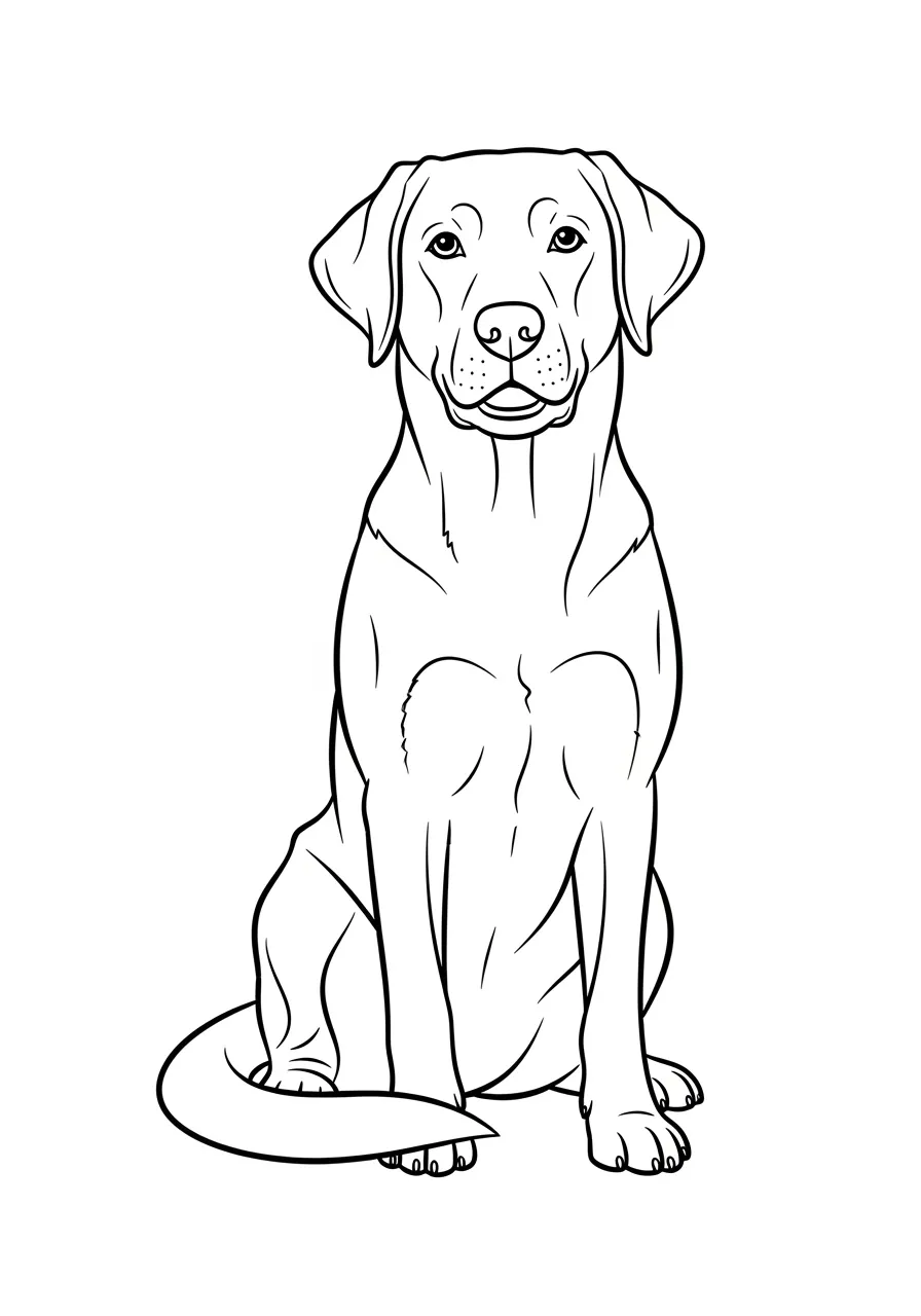 Desenho de um cachorro labrador sentado para colorir