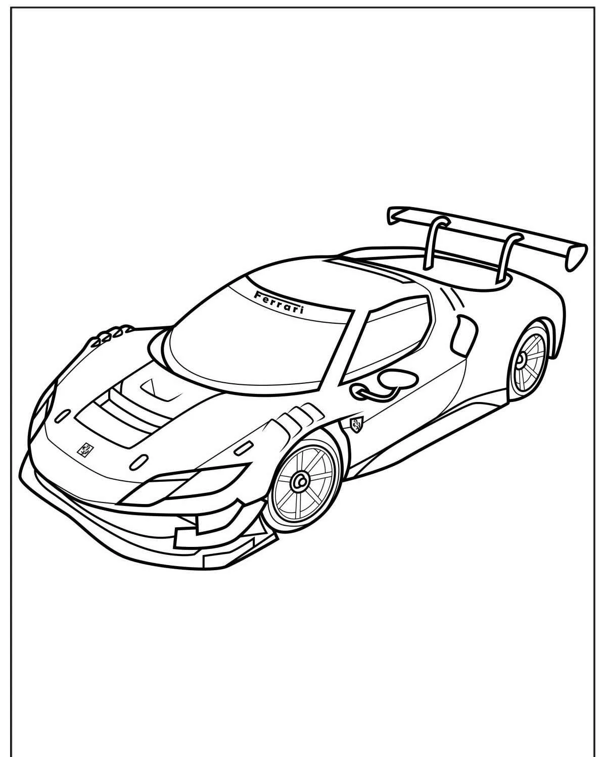 Imagem de um carro esportivo com aerofólio para colorir