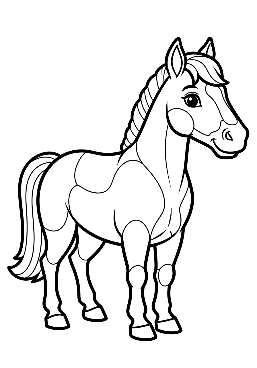 Desenho de um cavalo fofo em contornos para colorir