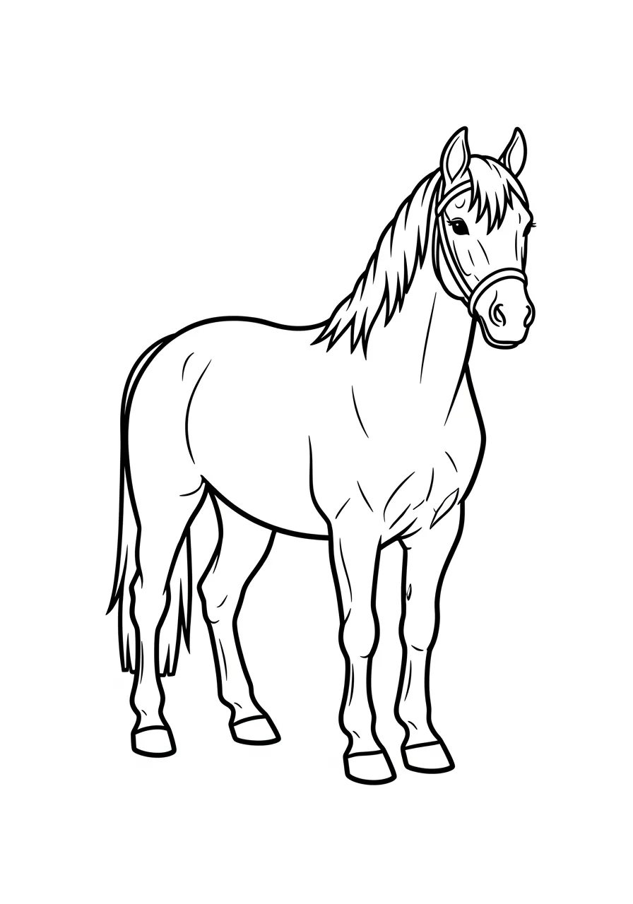 Desenho de um cavalo majestoso em contornos para colorir