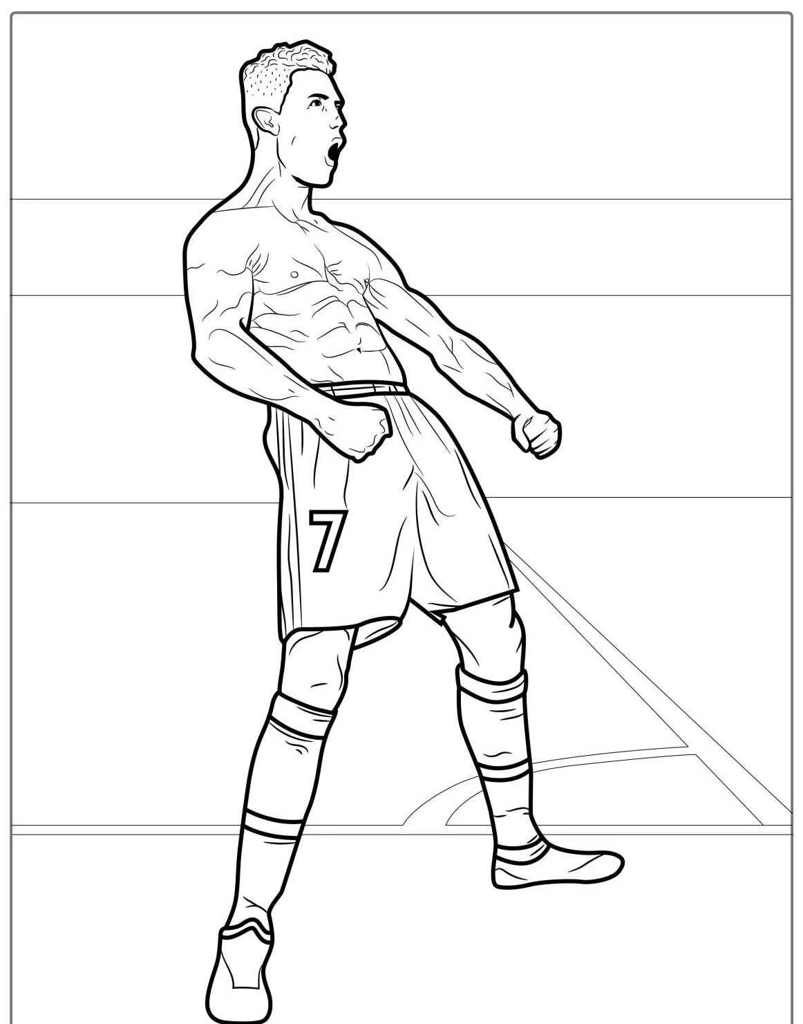 Desenho para colorir de Cristiano Ronaldo em celebração após um gol