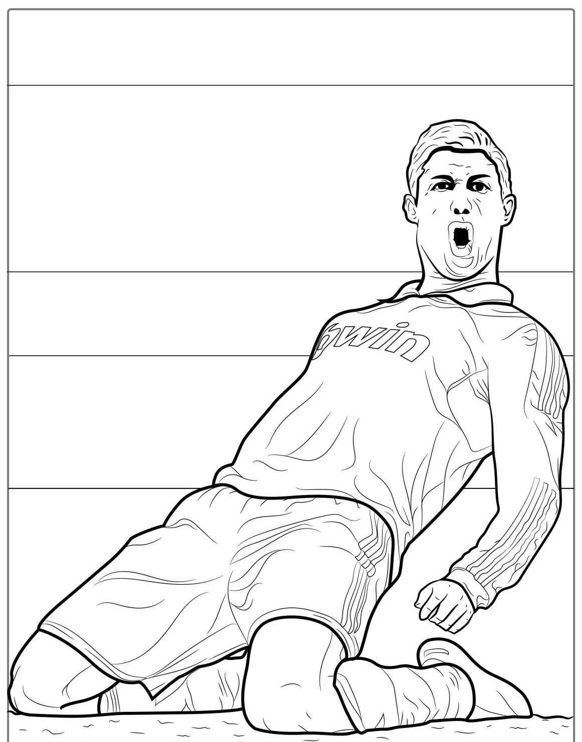 Desenho para colorir de Cristiano Ronaldo em uma celebração de gol